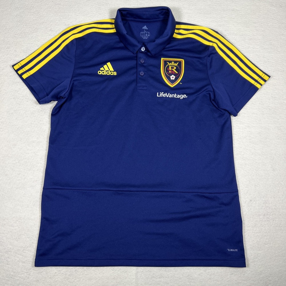Real Salt Lake Shirt Mens Large Blue Yellow MLS Soccer Adidas Climalite 2010s